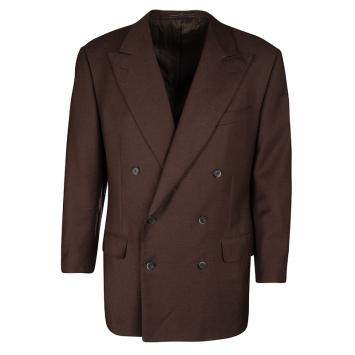 Pre Owned Ermenegildo Zegna By Mientus Brown Wool Cashmere Double Breasted Blazer L