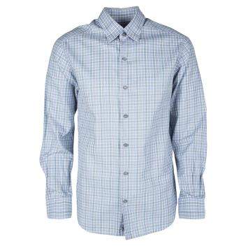 Pre Owned Ermenegildo Zegna Multicolor Checked Long Sleeve Button Front Shirt M