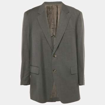 Pre Owned Ermenegildo Zegna Grey Wool Single Breasted Blazer XL