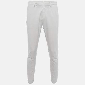 Pre Owned Ermenegildo Zegna Off White Cotton Linen Blend Formal Trousers M