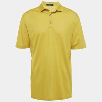 Pre Owned Ermenegildo Zegna Yellow Wool Jersey Polo T-Shirt XL