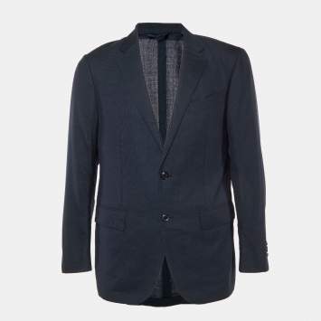 Pre Owned Ermenegildo Zegna Navy Blue Wool 10 Pockets Jacket L
