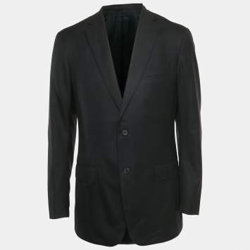 Pre Owned جاكيت بليزر إيرمنجيلدو زينيا صوف أسود كبير