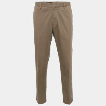 Pre Owned Ermenegildo Zegna Brown Cotton Regular Fit Pants XL/Waist 36"
