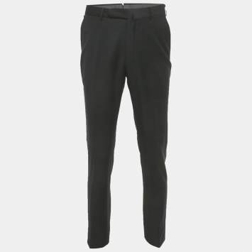Pre Owned Ermenegildo Zegna Black Gabardine Formal Pants L