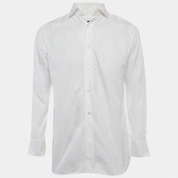 Pre Owned Ermenegildo Zegna White Cotton Tailored Fit Shirt M