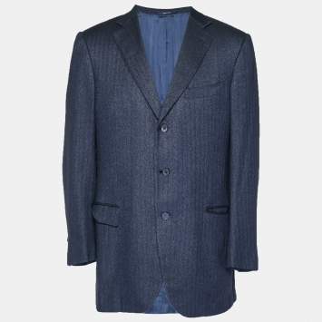 مملوكة مسبقًا Ermenegildo Zegna Navy Blue Wool Blend Regular Fit Blazer XXL