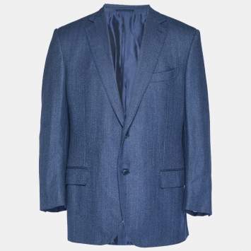 Pre Owned بليزر ايرمنيجيلدو زينيا صوف أزرق غامق 2XL