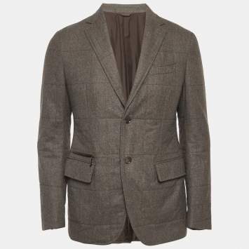 Pre Owned جاكيت إيرمنجلدو زينيا صوف رمادي مزج ملائم عادي مقاس متوسط