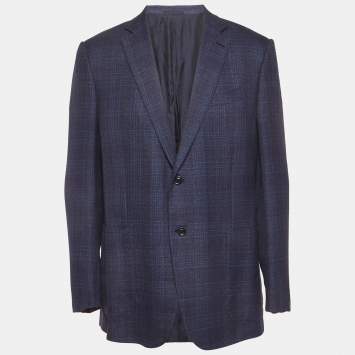 Pre Owned بليزر إيرمنيجيلدو زينيا مزيج صوف أزرق كحلي قصة عادية XXXL