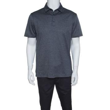 Pre Owned Ermenegildo Zegna Grey Marled Cotton Polo T-Shirt M