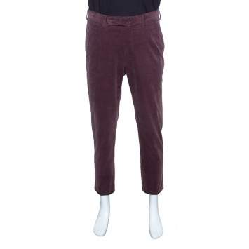 Pre Owned Ermenegildo Zegna Cashco Comfort Dull Purple Slim Fit Corduroy Trousers L