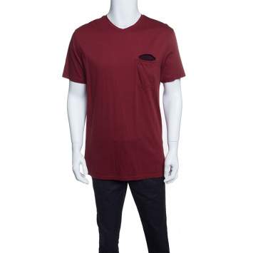Pre Owned Ermenegildo Zegna Red Cotton Crew Neck Short Sleeve T-Shirt L