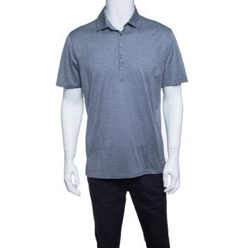 Pre Owned Ermenegildo Zegna Grey Cotton Pique Polo T-Shirt M