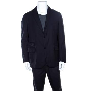 Pre Owned Ermenegildo Zegna Elements Navy Blue Wool Padded Jacket XXL