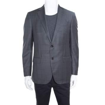 Pre Owned Ermenegildo Zegna Grey Checked Wool Mila Blazer L