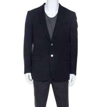Pre Owned Ermenegildo Zegna Navy Blue Cool Effect Wool Blazer L