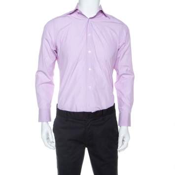Pre Owned Ermenegildo Zegna Premium Lavender Striped Cotton Button Front Shirt L