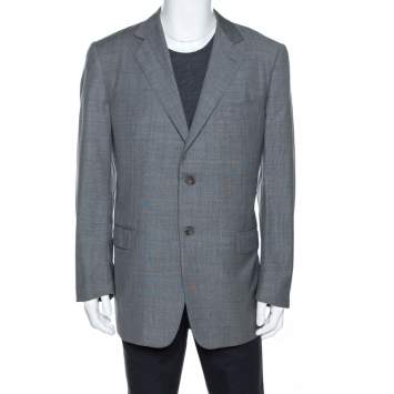 Pre Owned Ermenegildo Zegna Grey Wool Two Buttoned Blazer XXL