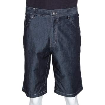 Pre Owned Ermenegildo Zegna Navy Blue Denim Shorts XXXL