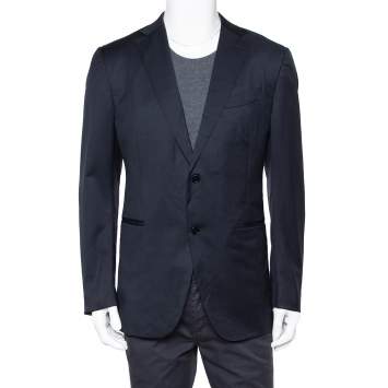 Pre Owned Ermenegildo Zegna Navy Blue Wool Button Front Regular Fit Blazer XXL
