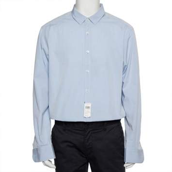 Pre Owned Ermenegildo Zegna Blue Cotton Button Front Shirt XXL