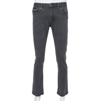 Pre Owned Ermenegildo Zegna Charcoal Grey Denim Slim Fit Jeans L