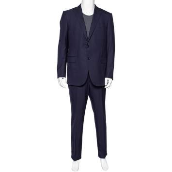 Pre Owned Ermenegildo Zegna Navy Blue Wool Single Breasted Suit XXL