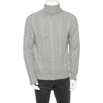 Pre Owned Ermenegildo Zegna Grey Cashmere Knit Turtle Neck Sweater S