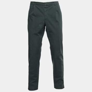 Pre Owned Ermenegildo Zegna Green Cotton Tapered Pants XL
