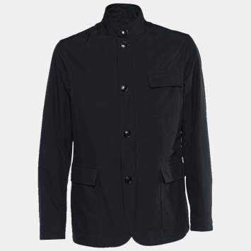 Pre Owned Ermenegildo Zegna Navy Blue Synthetic Button & Zip Front Jacket XL