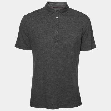 مملوكة مسبقًا Ermenegildo Zegna Grey Cotton Short Sleeve Polo T-Shirt M