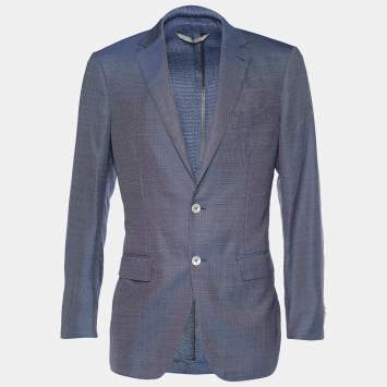 Pre Owned Ermenegildo Zegna Blue Wool Single Breasted Blazer Custom Fit 