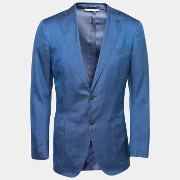 Pre Owned Ermenegildo Zegna Blue Silk Single Breasted Blazer L