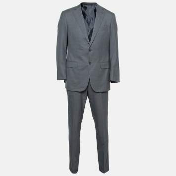 Pre Owned Ermenegildo Zegna Grey Wool Blazer Suit L