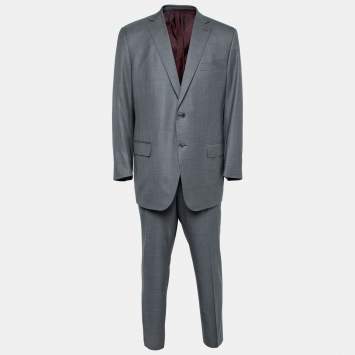 Pre Owned Ermenegildo Zegna Grey Wool Single Breasted Suit XXL