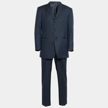 Pre Owned Ermenegildo Zegna Navy Blue Roma Wool Single-Breasted Suit L