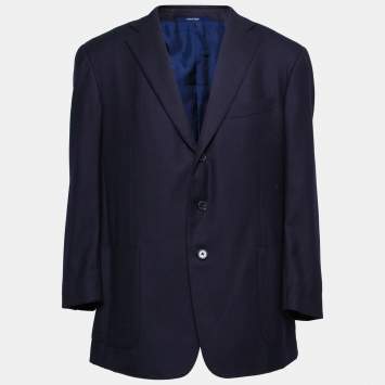 Pre Owned Ermenegildo Zegna Dark Blue Wool Single-Breasted Blazer 3XL
