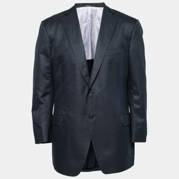 Pre Owned Ermenegildo Zegna Navy Blue Wool Single-Breasted Blazer 4XL