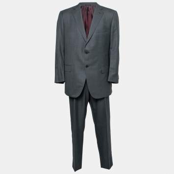 Pre Owned Ermenegildo Zegna Su Misura Grey Wool Single-Breasted Suit 4XL