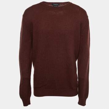 Pre Owned Ermenegildo Zegna Burgundy Cashmere Crewneck Sweater 3XL