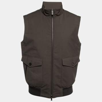 Pre Owned Ermenegildo Zegna Brown Synthetic Reversible Vest Jacket XL   