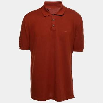 Pre Owned Ermenegildo Zegna Couture Brick Red Cotton Polo T-Shirt 3XL