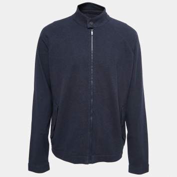 Pre Owned Ermenegildo Zegna Dark Blue Cotton Zip-Up Jacket 3XL