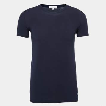 Pre Owned Ermenegildo Zegna Navy Blue Modal Round Neck T-Shirt L