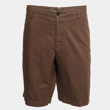 Pre Owned Ermenegildo Zegna Brown Cotton & Linen Shorts 4XL