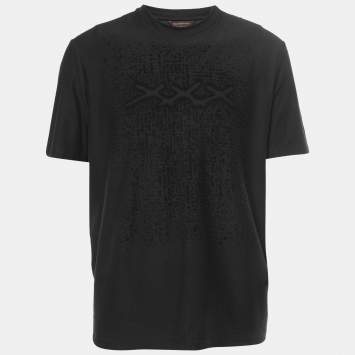 Pre Owned Ermenegildo Zegna Couture Black Cotton Jersey Logo T-Shirt 2XL