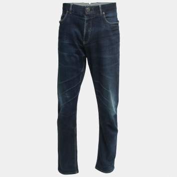 Pre Owned Ermenegildo Zegna Blue Washed Denim Slim-Fit Jeans XXL Waist 37"