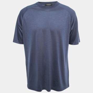 Pre Owned Ermenegildo Zegna Navy Blue Wool High Performance Crew Neck T-Shirt XL
