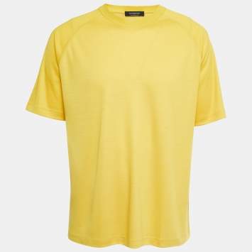 Pre Owned Ermenegildo Zegna Yellow Wool Crew Neck Half Sleeve T-Shirt L